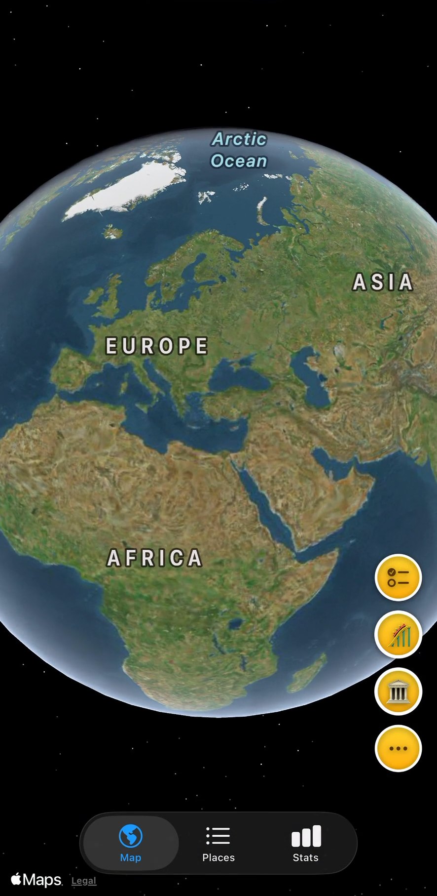 My Travel Footprints globe view