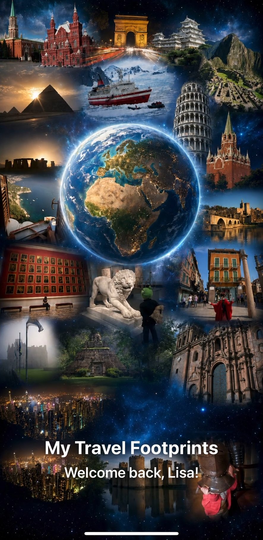 My Travel Footprints welcome screen